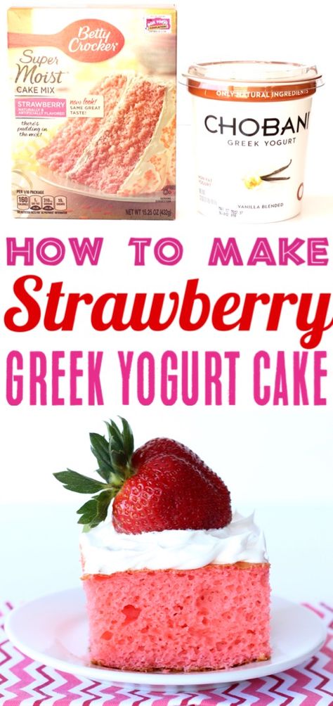 Skinny Strawberry Cake Recipe with Greek Yogurt! - The Frugal Girls Strawberry Popsicles Recipe, Strawberry Greek Yogurt, Greek Yogurt Cake, Angel Food Cake Desserts, Strawberry Cake Recipe, Strawberry Cake Recipes, Greek Yogurt Recipes, Ww Desserts, Yogurt Cake