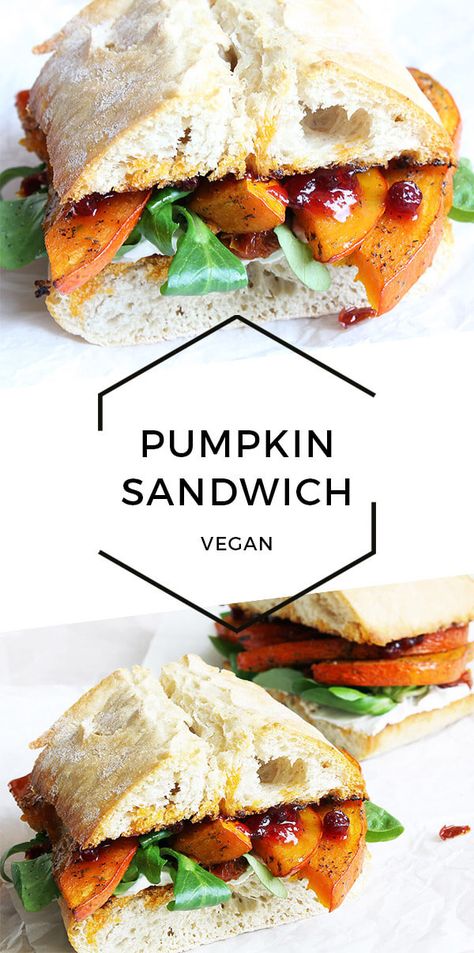 Vegan Pumpkin Sandwich Pumpkin Sandwich, Fall Sandwiches, Autumn Recipes Vegetarian, Healthy Meat Recipes, Vegan Cream Cheese, Vegan Sandwich, Vegan Pumpkin, Baked Pumpkin, Wrap Sandwiches