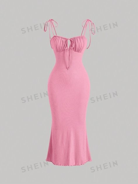 SHEIN MOD Ruched Bust Tie Shoulder Cami Dress | SHEIN USA Pink Sundress, Women Midi, Cami Dress, Womens Midi Dresses, Midi Dresses, Mehndi Designs, Dress P, Monster High, Sundress