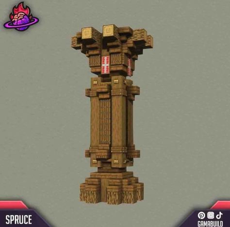 Pillar Ideas Minecraft, Minecraft Execution Stand, Pillar Minecraft Ideas, Minecraft Support Beams, Minecraft Arch Design, Minecraft Statue Design, Minecraft Enterence Ideas, Lectern Minecraft, Minecraft Stronghold Ideas