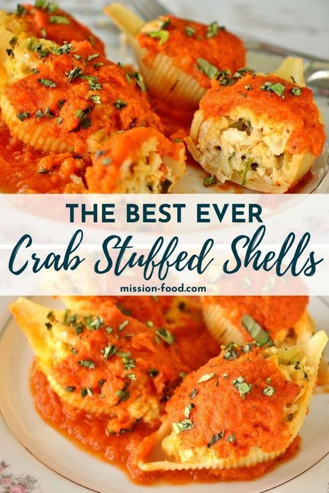 Crab Stuffed Shells, Seafood Stuffed Shells Recipe, Seafood Stuffed Shells, Stuffed Shells Ricotta, Manicotti Recipe, Crab Dishes, Shells Recipe, Crab Stuffed, Crab And Lobster