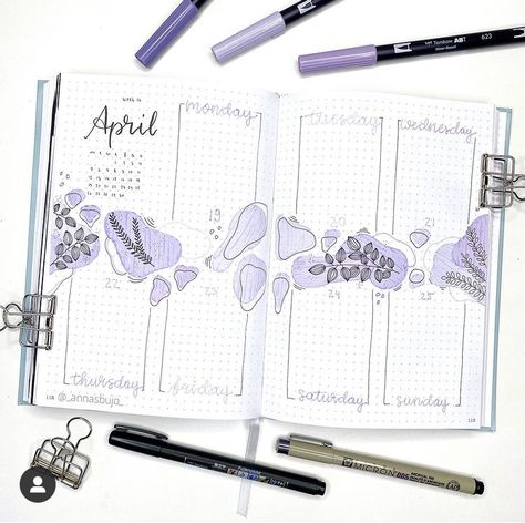 Bujo Purple Theme, Easy Bujo Themes, Bujo Purple, Bujo 2023, Watercolor Planner, Bullet Journel, Bullet Journal Ideas Templates, Paper Art Design, Bullet Journal Paper