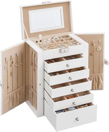 Search: 1 result found for "6 Tier Jewelry Box, Jewelry Case with 5 Drawers, Large Storage Capacity, with Mirror, White" – FFFFFF Large Jewelry Organizer, Jewelry Organizer Stand, Jewerly Boxes, Large Jewelry Box, Bracelets Women, Weathered White, Necklace Organizer, Jewelry Organizer Box, Large Jewelry