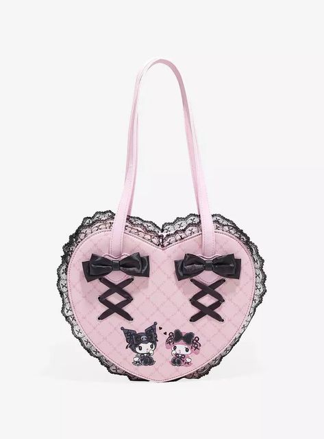 Her Universe My Melody X Kuromi Lolita Figural Heart Bag, My Melody X Kuromi, Her Universe, Heart Bag, Baguette Bag, Pretty Bags, Guitar Strap, Kawaii Clothes, Cute Bags, My Melody