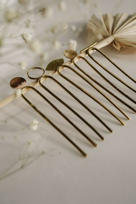 Atelier Aesthetic, French Hair Pins, Hair Accessories Silver, Brass Hair Pin, Minimalist Hair Accessories, Disco Wedding, Minimalist Hair, Simple Texture, Soldering Jewelry