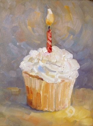 Happy birthday, Happy New Year daily painting -- Deb Kirkeeide Cake Paintings, Happy Birthday Painting, Cupcake Painting, Birthday Painting, Sweet Cups, Happy Birthday Art, Cupcake Art, Birthday Art, Food Painting