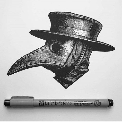 Noir Tattoo, Doctor Tattoo, Ink Drawing Techniques, People Drawings, Stippling Art, Drawings Ideas, Plague Doctor, Ink Drawings, Stippling