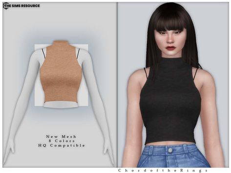 Sims 4 Cc Black Crop Top, Sims 4 Cc Sleeveless Top, Sims 4 Cc Sleeveless Turtleneck, Accessory Tops Sims 4 Cc, Ts4 Cc Tank Top, Sims 4 Sleeveless Top, Body Suit Sims 4 Cc, The Sims Resource Tops, Sims 4 Cc T Shirts Female