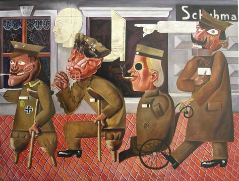 Otto Dix, War Cripples, 1920 (destroyed in ww2?) Stylized Realism, Weimar Germany, Otto Dix, Degenerate Art, George Grosz, New Objectivity, Weimar Republic, German Expressionism, Arte Fantasy