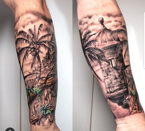 Dominican Tattoo Ideas For Men, Dominican Republic Tattoo Sleeve, Puerto Rican Island Tattoo, Half Sleeve Tattoos For Women Puerto Rico, Puerto Rican Tattoos For Men, Montenegro Tattoo, Bermuda Tattoo, Florida Sleeve Tattoo, Puerto Rico Tattoo Sleeve