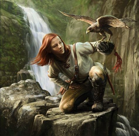 Fantasy. Female Ranger Fantasy Portraits, Animal Companions, Arte Fantasy, Fantasy Rpg, Fantasy Inspiration, Medieval Fantasy, Dnd Characters, Character Portraits, Fantasy World