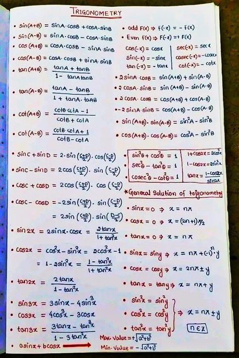 Math All Formula, Trigonometry Formulas Wallpaper, Mathematics Formula Wallpaper, Maths Trigonometry Formula, Trigonometry Formulas Tricks, Trigonometry All Formulas, Trigonometry Tricks, Formula Mathematics, Trigonometry Formula