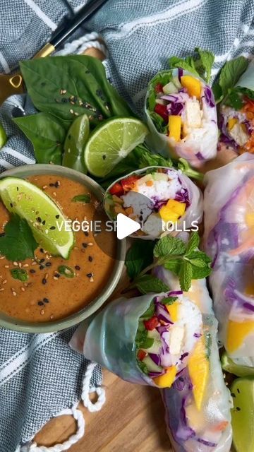 Foods For Weight Loss - Vegan | Vegetarian on Instagram: "[🔴 INGREDIENTS 👇] Veggie Spring Rolls by @thetastefulblonde.
.
INGREDIENTS:
•	Rice Paper Wrapper.
•	Rice noodles (vermicelli).
•	Basil.
•	Mint.
•	Cilantro.
•	Red Bell Pepper.
•	Cucumber.
•	Shredded Carrot.
•	Purple Cabbage.
•	Mango.

Thai Peanut Dipping Sauce:
•	1/3 cup creamy peanut butter.
•	1/4 cup sweet chili sauce.
•	2 tsp rice vinegar.
•	4 tsp soy sauce.
•	1/2 tsp toasted sesame oil." Noodles Vermicelli, Mango Thai, Peanut Dipping Sauce, Veggie Spring Rolls, Rice Paper Wrappers, Toasted Sesame Oil, Peanut Dipping Sauces, Thai Peanut, Purple Cabbage