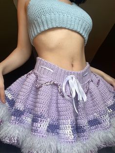 Crochet Fairy Sweater, Egirl Crochet, Crochet Mohair Skirt, Crochet Langere, Crochet Flowy Skirt, Crochet Tutu Skirt, Cute Crochet Ideas Aesthetic, Cute Crochet Clothes, Crochet Skirt Pattern Free