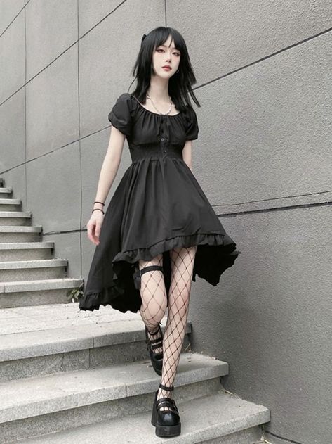 Ulzzang Style, Cute Black Dress, Alt Outfits, Emo Dresses, Black Clothes, Goth Dress, Korean Girl Fashion, Alt Fashion, Gothic Outfits