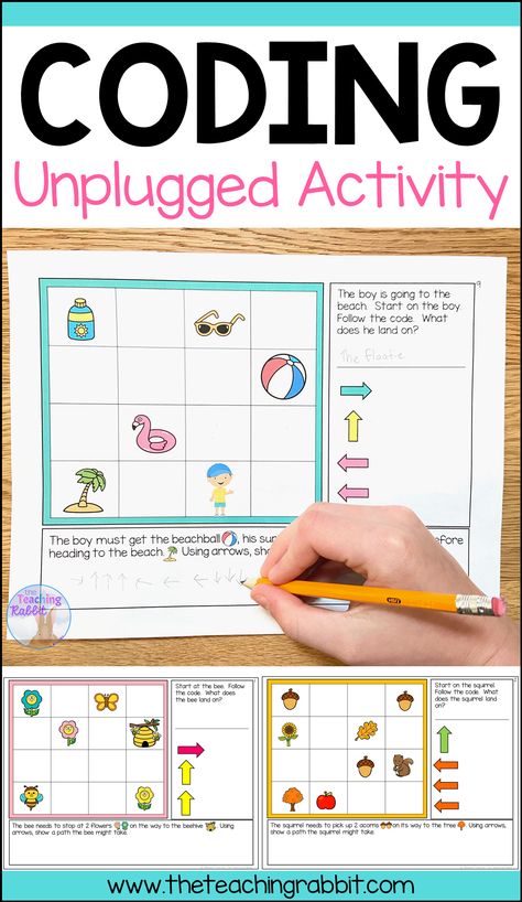 Are you looking for an unplugged coding activity to teach your students to read and write simple codes? This fun math center can help you introduce coding to your first and second grade students! It comes with 12 full page color cards with 2 questions each. Coding Grade 1, Kindergarten Numeracy, Unplugged Coding Activities, Elementary Math Activities, Math For First Grade, Centers Kindergarten, Math Activities Elementary, Educator Gifts, First Grade Activities