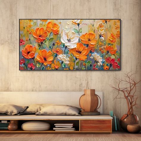 Blooming Tulip Flower Spring Thick Texture Hand Living Room Decor Original Oil Painting Artwork Canvas Knife Painting Mother's Day Gift - Etsy UK Canvas Knife Painting, Mobile Cover Painting, Liner Art, Horizontal Art, Oil Painting Artwork, Design For Wall, Cover Painting, Artwork Canvas, Tulip Flower