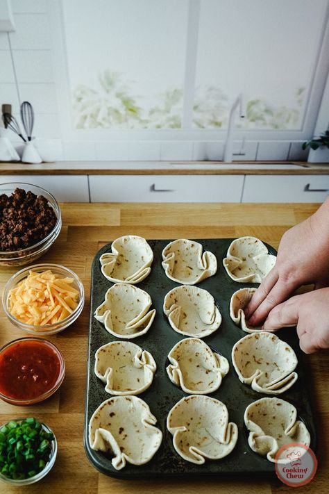 Taco Bowl Muffin Tin, Mini Taco Canapes, Mini Taco Boats, Taco Bowls In Muffin Tin, Mini Taco Bowls Flour Tortillas, Mini Taco Salad Cups, Taco In Muffin Pan Tortilla Bowls, Taco Cupcakes Pioneer Woman, Tacos In A Muffin Tin