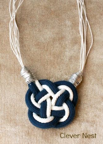 Nautical knot necklace... Jewelry Rope, Diy Beach Decor, Nautical Diy, Nautical Crafts, Nautical Knots, Nautical Necklace, Rope Diy, Beading Patterns Free, Jewelry Knots