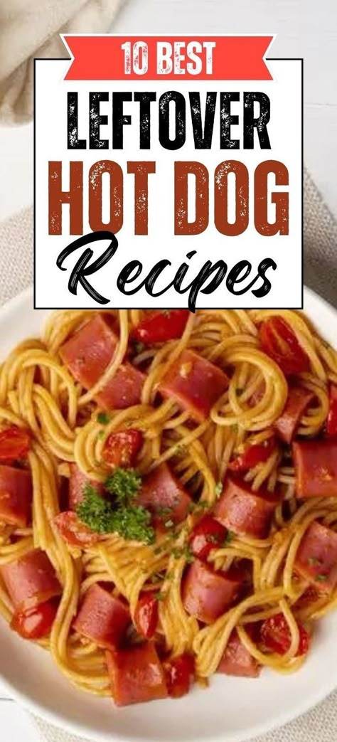 Have a bunch of leftover hot dogs from a summer BBQ? Don't let them go to waste! Use these 10 leftover hot dog recipe ideas to transform cooked hot dogs into egg scrambles, pizza, grilled cheese, pasta dishes, fried rice, burritos, and more with simple easy steps! Extend your cookout and become resourceful. Hot Dog Sandwiches, Healthy Hot Dog Meals, Food With Hot Dogs, Hot Dog Hashbrown Casserole, Hot Dog Recipes Baked, Easy Meals With Hot Dogs, Hot Dog Recipes No Bun, Grilled Cheese Hot Dog Recipes, Dinners With Hotdogs