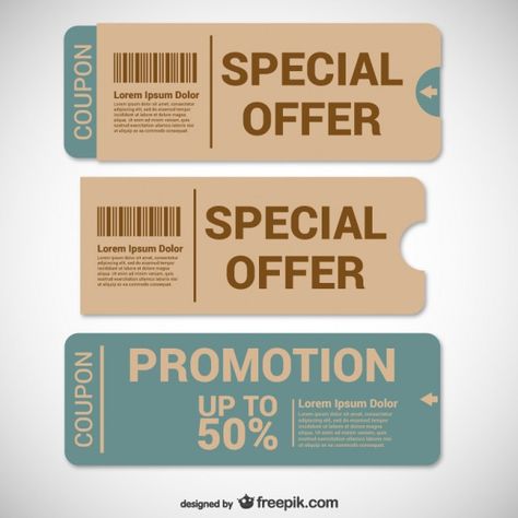 <a href='https://www.freepik.com/free-vector/offer-coupons-templates_759525.htm'>Designed by Freepik</a> Coupon Code Design, Coupon Design Ideas, Voucher Template Free, Gift Voucher Design, Halloween Logo, Voucher Design, Ticket Design, Coupon Template, Coupon Design