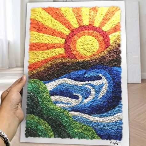 Painting On Tissue Paper, Clay Crafts Wall Decor, Art For Blind People, Tissue Paper Art On Canvas Diy Wall, Tissue Paper Painting Ideas, Tissue Painting Ideas, Tissue Paper Canvas Art, Tissue Art On Canvas, Tissue Paper Texture Art