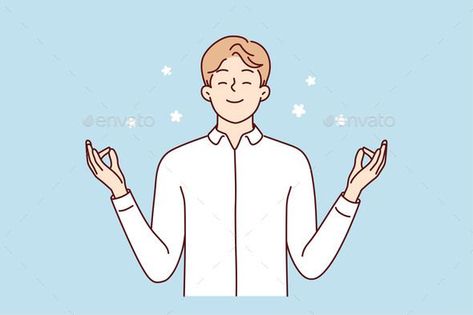 Happy Man with Mudra Hands Meditate Happy Man Drawing, Happy Man Illustration, Mudra Hands, Hand Mudras, Man Drawing, Happy Yoga, Illustration Christmas, Happy Man, Man Illustration