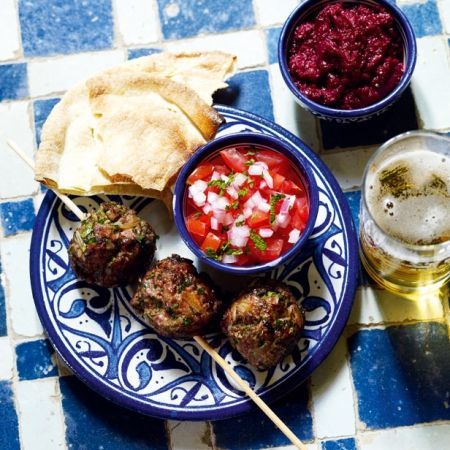 Street Food Recipes Street Food Party Ideas, Moroccan Lamb Meatballs, Food Party Ideas, Fishball Recipe, Lamb Kebabs, Moroccan Lamb, Lamb Dishes, Best Bread Recipe, Kebab Recipes