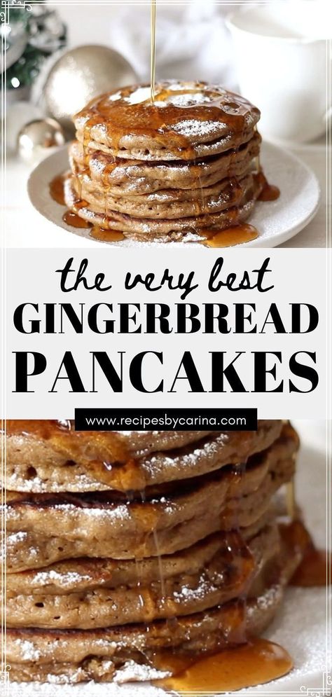 Gingerbread Pancakes Recipe, Christmas Pancakes, Gingerbread Pancakes, Christmas Morning Breakfast, Christmas Foods, Breakfast Bites, Holiday Breakfast, Christmas Breakfast, The Perfect Christmas