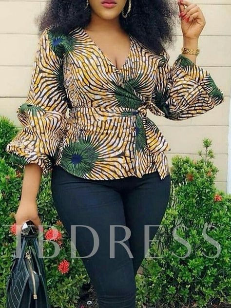 Ankara Blouse, African Blouses, African Tops, African Print Tops, Short African Dresses, African Fashion Skirts, Afrikaanse Mode, African Wear Dresses, African Print Dress Designs