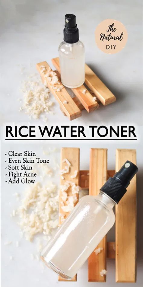 RICE WATER TONER- Clear & Glowing Skin - The Natural DIY Homemade Toners For Face, Diy Rice Water, Rice Water Toner, Toner Diy, Diy Skin Toner, Haut Routine, Skin And Hair Care, Clear Glowing Skin, Rice Water