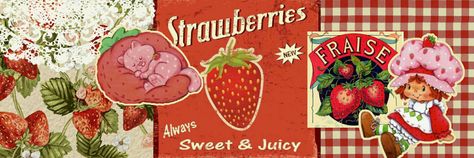 Strawberry Widgets Long, Strawberry Aesthetic Banner, Strawberry Shortcake Desktop Wallpaper, Cottage Core Header, Strawberry Shortcake Header, Strawberry Shortcake Banner, Strawberry Header, Strawberry Widget, Fruit Banner