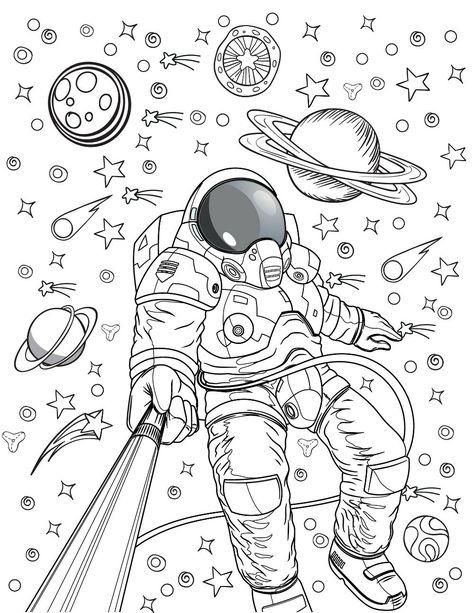 Astronaut Coloring Page, Astronaut Coloring, Space Day, Worksheet Kindergarten, Holiday Worksheets, Drawing Pages, New Coloring Pages, Space Coloring Pages, Kitty Coloring