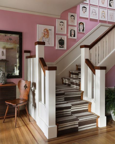 English Country Interior Design, English Country Interiors, Pink Gallery Wall, San Francisco Home, Country Interior Design, Large Hallway, San Francisco Houses, English Country Style, Country Interior