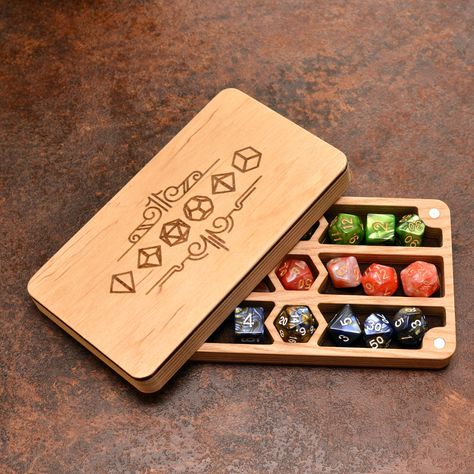 Dnd Christmas, Wooden Box Crafts, Dnd Diy, Dice Storage, Dice Holder, Dungeon Master Gifts, Wood Dice, Beer Wood, Wooden Dice