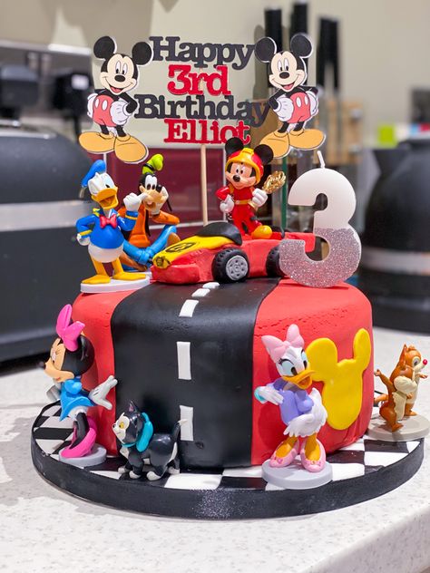 Mickey Racer Cake, Mickey Mouse 3rd Birthday Cake, Mickey Mouse Birthday 3rd Boy, Mickey Mouse Racers Birthday Cake, Mickey Mouse 3rd Birthday, Mickey Mouse 3rd Birthday Boy, Mickey Mouse Road Racers Birthday Party, Mickey Roadster Racers Birthday Cake, Mickey And The Roadster Racers Birthday