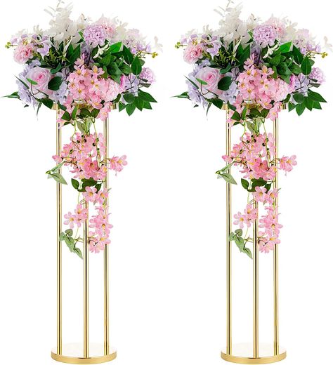 Floral Vase Decor, High Floral Centerpieces Wedding, Cylinder Pedestal, Columns Decor, Store Pics, Wedding Pillars, Vases For Centerpieces, Chandelier Decorations, Pipe And Drape Backdrop