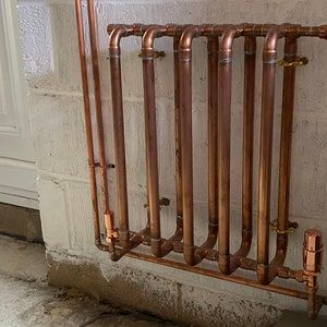 Fireplace Pipe, Copper Plumbing, Copper Radiator, Plumbing Humor, Kitchen Radiator, Copper Furniture, Steel French Doors, Shower Plumbing, Column Radiator