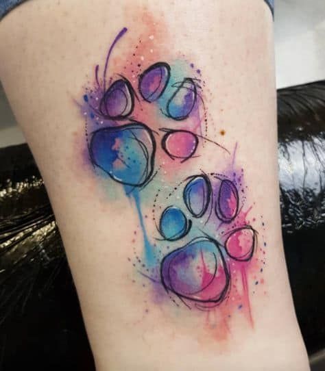 80+ Dog Paw Tattoos: How To Get A Dog Paw Tattoo Floral Watercolor Tattoo, Small Watercolor Tattoo, Pawprint Tattoo, Dog Paw Tattoo, Paw Tattoo, Small Flower Tattoos, Cat Tattoos, Flower Tattoo Sleeve, Initial Tattoo