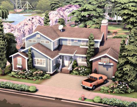 70s Neighborhood, Big Family House, Sims 4 Family House, Sims 4 Houses Layout, The Sims 4 Lots, Sims 4 Family, Sims Houses, Sims Builds, Suburban House