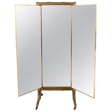 French 3-way Full Length Triptych Mirror By 'miroir Brot' Paris Parisian Mirror, Antique Full Length Mirror, Triptych Mirror, Silver Leaf Painting, Modern Floor Mirrors, Floor Length Mirror, Teak Mirror, Full Length Floor Mirror, Floor Standing Mirror