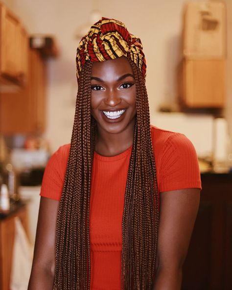 Brown Knotless Box Braids, Brown Box Braids, Brown Braids, Headwrap Hairstyles, Colored Box Braids, Blonde Box Braids, Short Box Braids, Jumbo Box Braids, Colored Braids