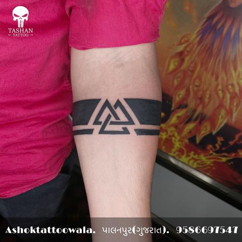 Hand band tattoo || Bangle Tattoo Men, Triangle Neck Tattoo, Double Triangle Tattoo, Double Tattoo, Hand Band Tattoo, Triangle Tattoo Meaning, Tattoo Designs With Meaning, Triangle Tattoo Design, Designs With Meaning