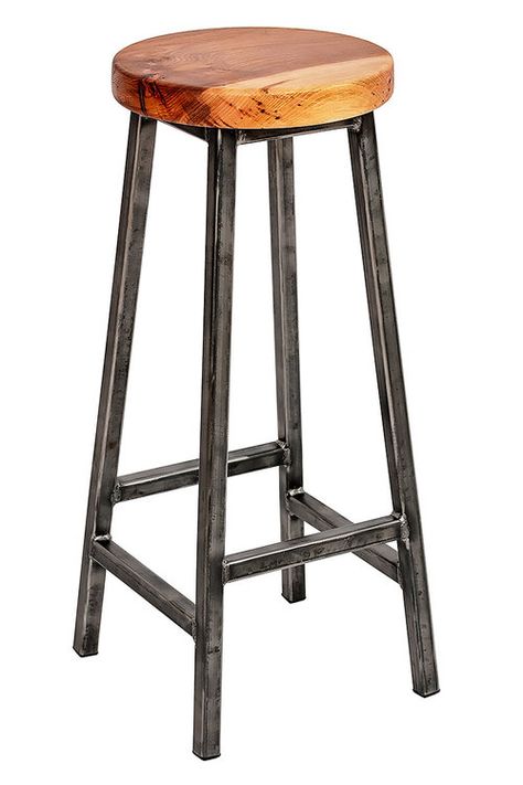 Industrial Bar Stools — Paul Frampton Design Ltd Steel Bar Stools, Welded Furniture, Kursi Bar, Industrial Bar Stools, Metal Furniture Design, Wooden Stool, Industrial Bar, Wood Bar Stools, Raw Steel