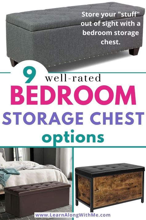 Bottom Of Bed Storage, Storage Chest Bedroom, Sock Storage Ideas, Comforter Storage Ideas, Bedding Storage Ideas, Girls Bedroom Organization, Small Bedroom Storage Ideas, End Of Bed Storage Bench, Grey Storage Bench