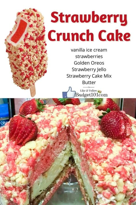 Strawberry Shortcake Crunch, Strawberry Crunch Ice Cream, Strawberry Shortcake Ice Cream Bars, Strawberry Crunch Cake, Strawberry Shortcake Cheesecake, Strawberry Shortcake Ice Cream, Strawberry Crunch, Ice Cream Bars, Ice Cream Cake Recipe