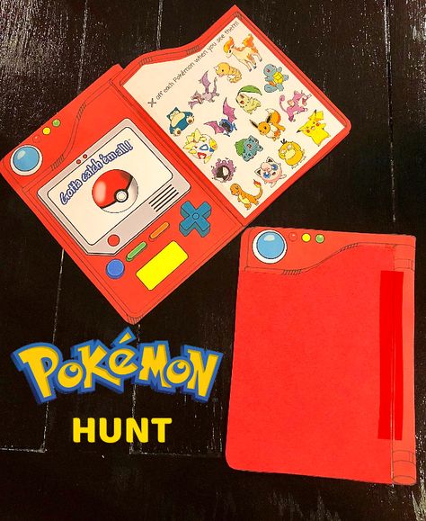 Pokédex for a Pokémon Hunt Pokemon School Activities, Pokemon Hunt, Pokemon Party Games, Pokemon Invitations, Pokemon Themed Party, Pokémon Birthday, 4de Verjaardag, Pokémon Party, Pokemon Diy