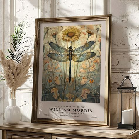 William Morris Dragonfly Print, William Morris Poster, William Morris Exhibition Print, Vintage Wall Art, Textiles Art, Premium Paper Poster Elevate your space with our unique wall art posters, meticulously crafted for a lasting impression. Our posters are made from high-density 175gsm premium matte paper, ensuring a superior finish. Each piece showcases uniquely designed artwork, printed with high-grade inks using our professional, best-in-class inkjet printer. The result? Crisp, exhibition-qua Dark Cottagecore Art, William Morris Poster, Textiles Art, Dragonfly Wall Art, Morris Print, Dragonfly Print, Cottagecore Art, Dragonfly Gifts, Art Textiles