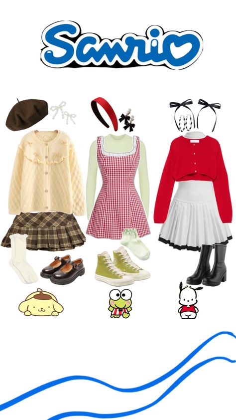 Super cute Sanrio inspired outfits or even as costumes. #sanrio #halloween Sanrio Inspired Outfit, Sanrio Costumes, Sanrio Halloween, Matching Fits, Cute Sanrio, Easy Halloween Costumes, Easy Halloween, Inspired Outfits, Halloween Costumes