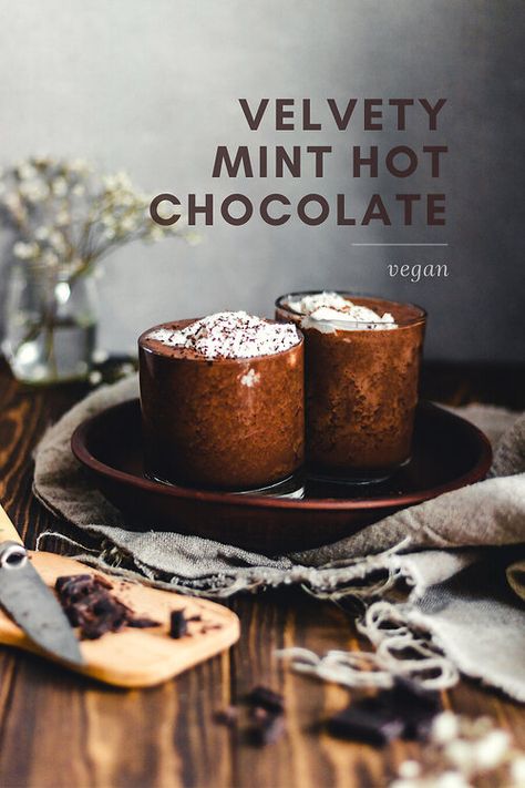 Velvety Mint Hot Chocolate — Murielle Banackissa Special Hot Chocolate, Mint Hot Chocolate Recipe, Christmas Bites, Mint Hot Chocolate, Food Polls, Vegan Drinks Recipes, Gourmet Hot Chocolate, Food Boards, Cocoa Recipes